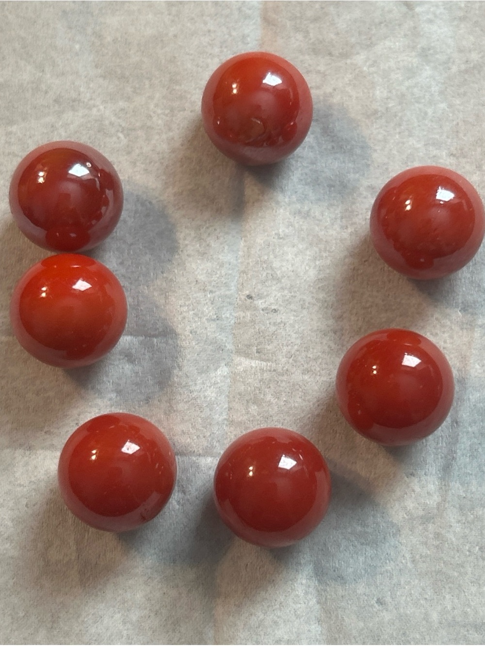 🩶5/$30 Set Of 7 Solid Red Vintage Marbles - Possibly Agro Agate Co